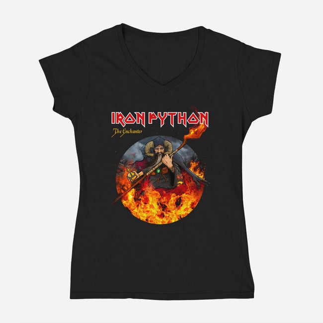 Iron Python-Womens-V-Neck-Tee-drbutler