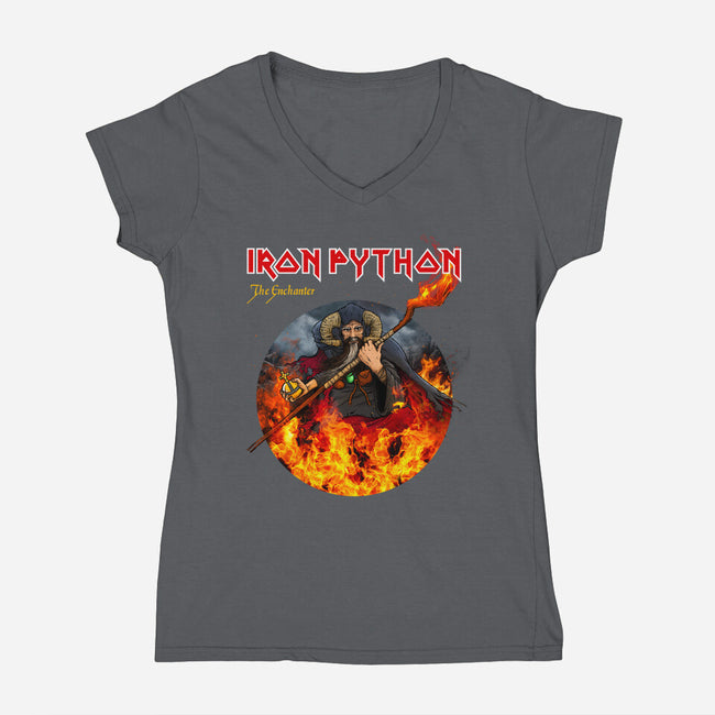 Iron Python-Womens-V-Neck-Tee-drbutler