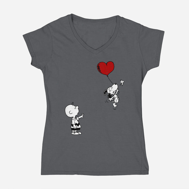 Balloon Beagle-Womens-V-Neck-Tee-drbutler