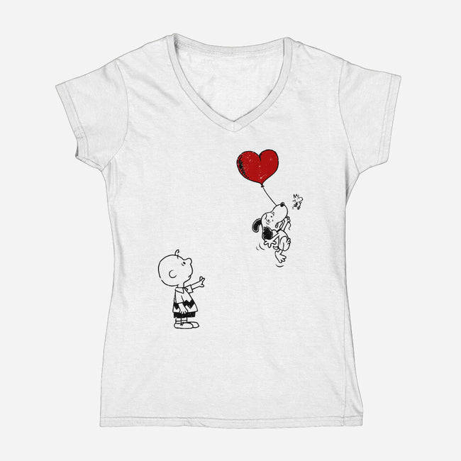 Balloon Beagle-Womens-V-Neck-Tee-drbutler