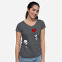 Balloon Beagle-Womens-V-Neck-Tee-drbutler