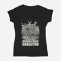 Spooky Boat Skeleton-Womens-V-Neck-Tee-Studio Mootant