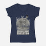 Spooky Boat Skeleton-Womens-V-Neck-Tee-Studio Mootant