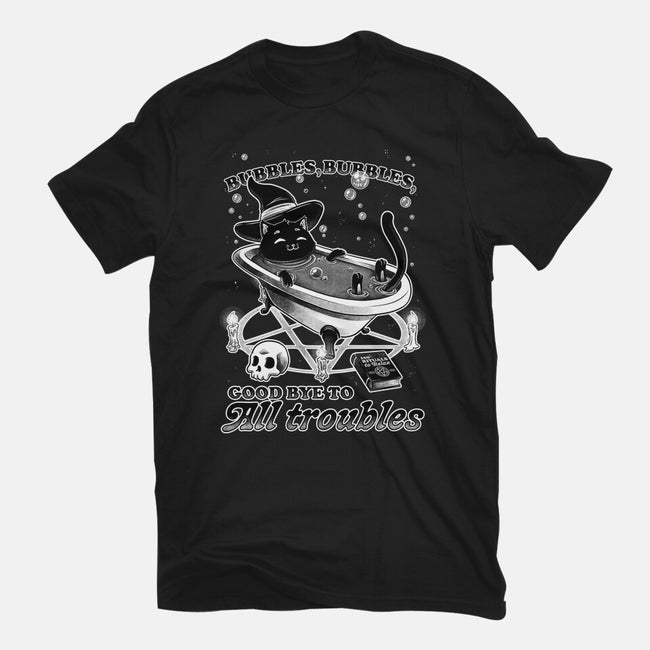 Bubble Bath Cat Witch-Mens-Heavyweight-Tee-Studio Mootant