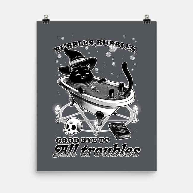 Bubble Bath Cat Witch-None-Matte-Poster-Studio Mootant
