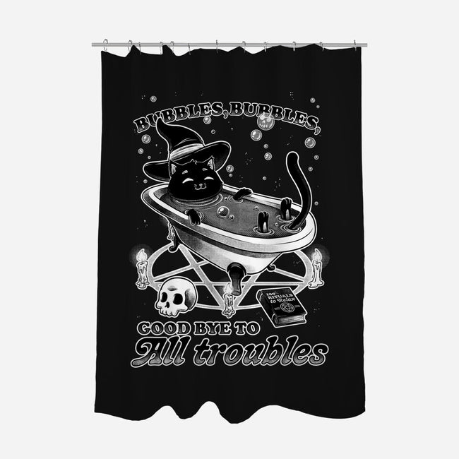 Bubble Bath Cat Witch-None-Polyester-Shower Curtain-Studio Mootant