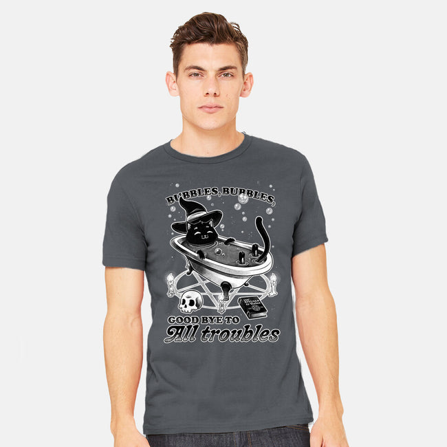 Bubble Bath Cat Witch-Mens-Heavyweight-Tee-Studio Mootant