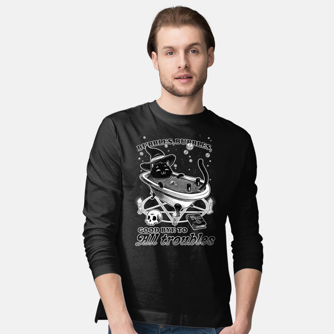 Bubble Bath Cat Witch-Mens-Long Sleeved-Tee-Studio Mootant