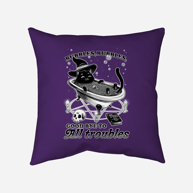 Bubble Bath Cat Witch-None-Removable Cover-Throw Pillow-Studio Mootant