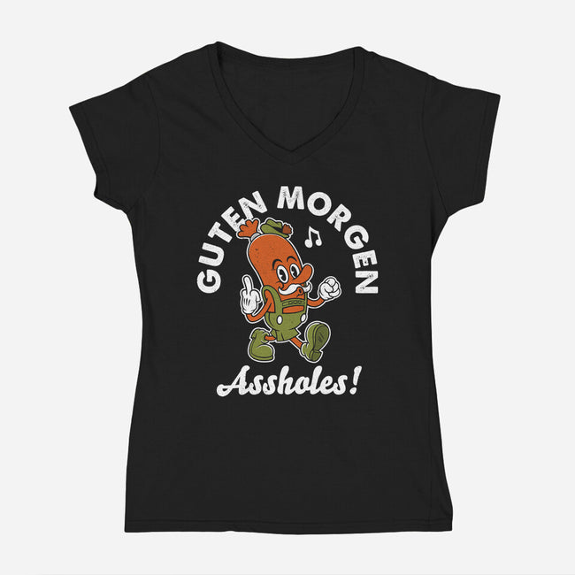 Guten Morgen-Womens-V-Neck-Tee-Nemons