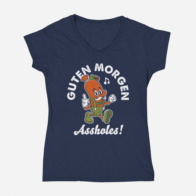 Guten Morgen-Womens-V-Neck-Tee-Nemons