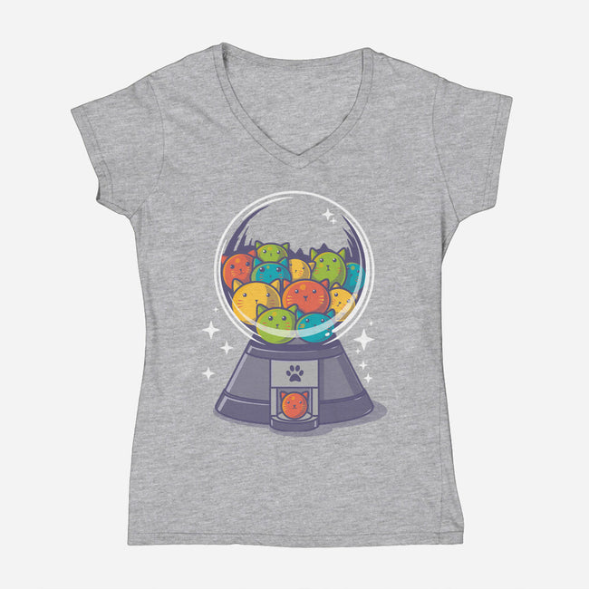 Candy Cat Machine-Womens-V-Neck-Tee-erion_designs