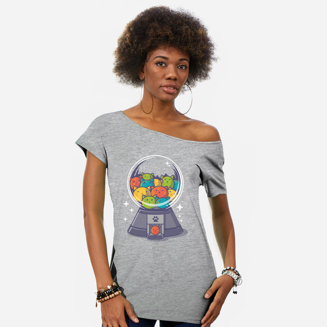 Candy Cat Machine-Womens-Off Shoulder-Tee-erion_designs