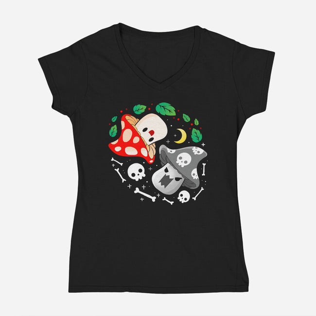 Dead Alive Mushrooms-Womens-V-Neck-Tee-Vallina84