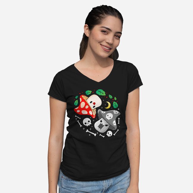 Dead Alive Mushrooms-Womens-V-Neck-Tee-Vallina84