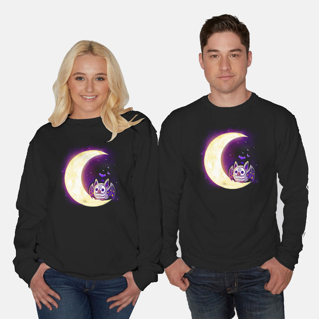 Bat Sweet Moon-Unisex-Crew Neck-Sweatshirt-Vallina84