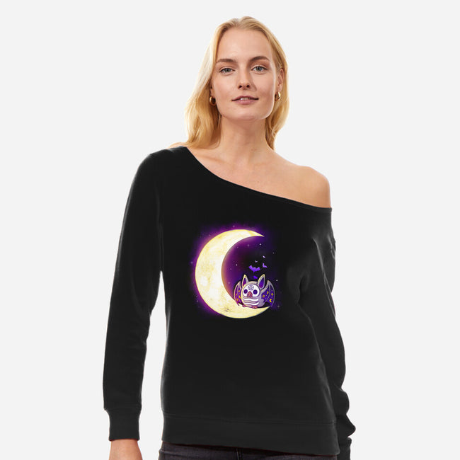 Bat Sweet Moon-Womens-Off Shoulder-Sweatshirt-Vallina84