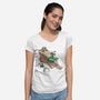 Mummy On Vacation-Womens-V-Neck-Tee-Ramos