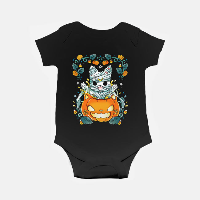 Mummy Pumpkin Cat-Baby-Basic-Onesie-Vallina84