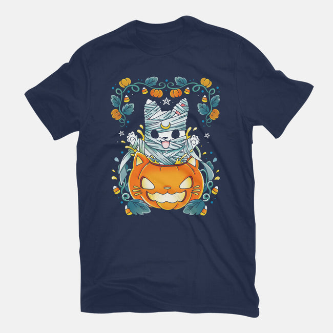 Mummy Pumpkin Cat-Womens-Basic-Tee-Vallina84