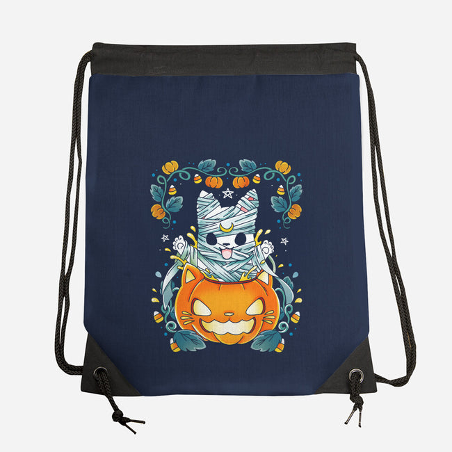 Mummy Pumpkin Cat-None-Drawstring-Bag-Vallina84