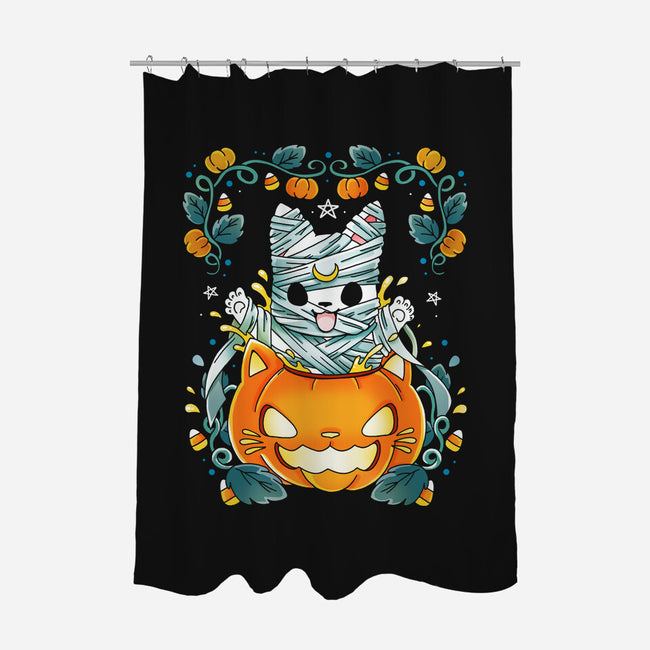 Mummy Pumpkin Cat-None-Polyester-Shower Curtain-Vallina84