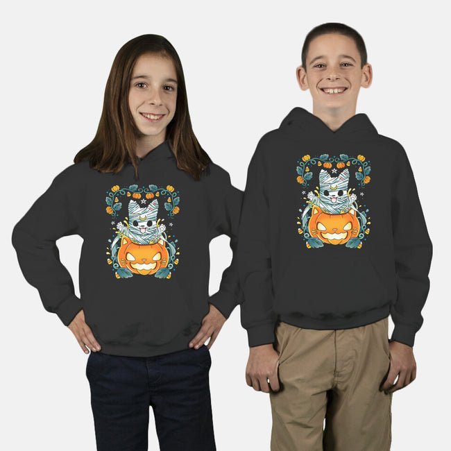 Mummy Pumpkin Cat-Youth-Pullover-Sweatshirt-Vallina84