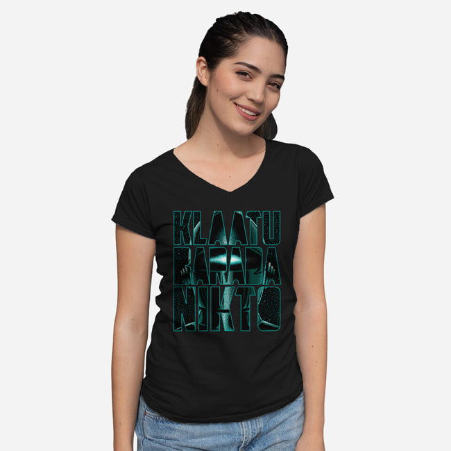 UFO Password-Womens-V-Neck-Tee-Tronyx79