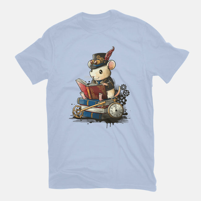 Steampunk Mouse Reader-Womens-Basic-Tee-NemiMakeit