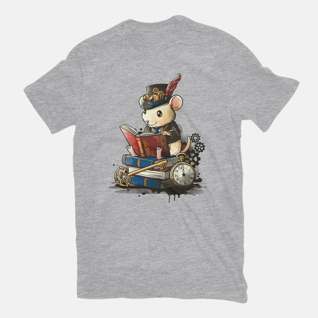 Steampunk Mouse Reader-Womens-Basic-Tee-NemiMakeit