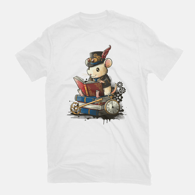 Steampunk Mouse Reader-Unisex-Basic-Tee-NemiMakeit