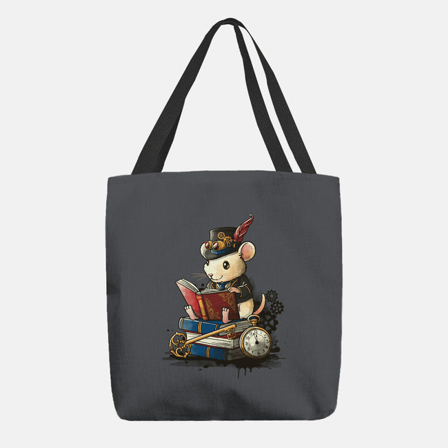 Steampunk Mouse Reader-None-Basic Tote-Bag-NemiMakeit