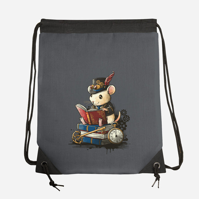 Steampunk Mouse Reader-None-Drawstring-Bag-NemiMakeit