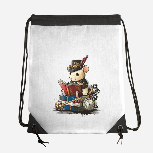 Steampunk Mouse Reader-None-Drawstring-Bag-NemiMakeit