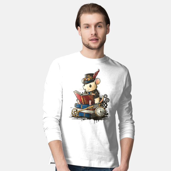 Steampunk Mouse Reader-Mens-Long Sleeved-Tee-NemiMakeit