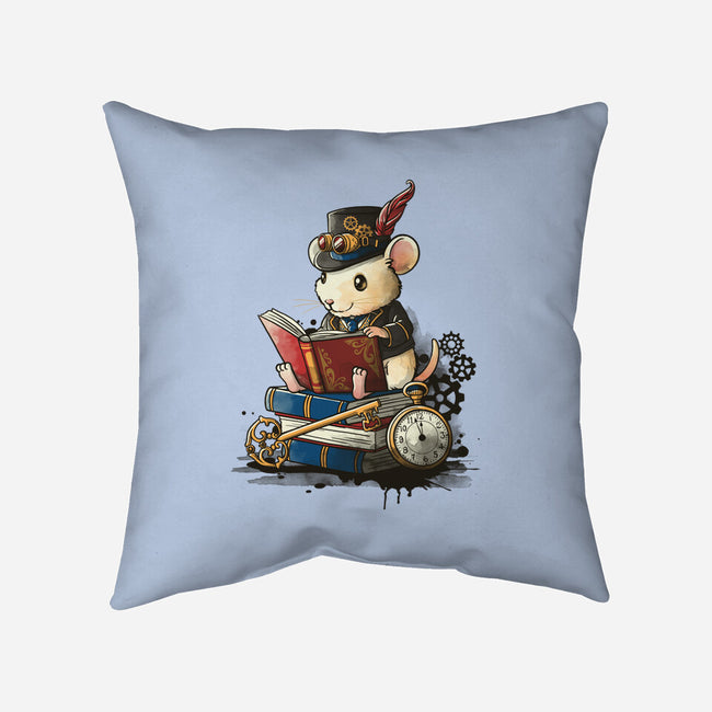 Steampunk Mouse Reader-None-Non-Removable Cover w Insert-Throw Pillow-NemiMakeit