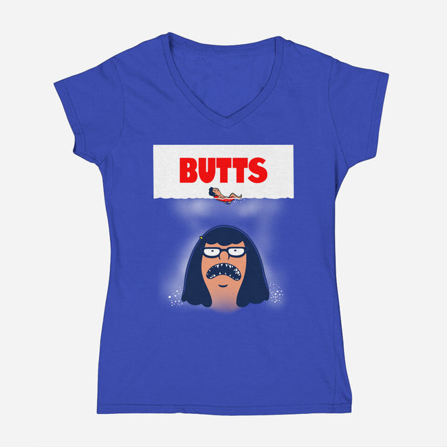 Butt Shark-Womens-V-Neck-Tee-Boggs Nicolas