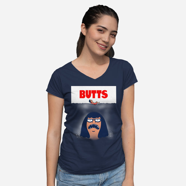 Butt Shark-Womens-V-Neck-Tee-Boggs Nicolas