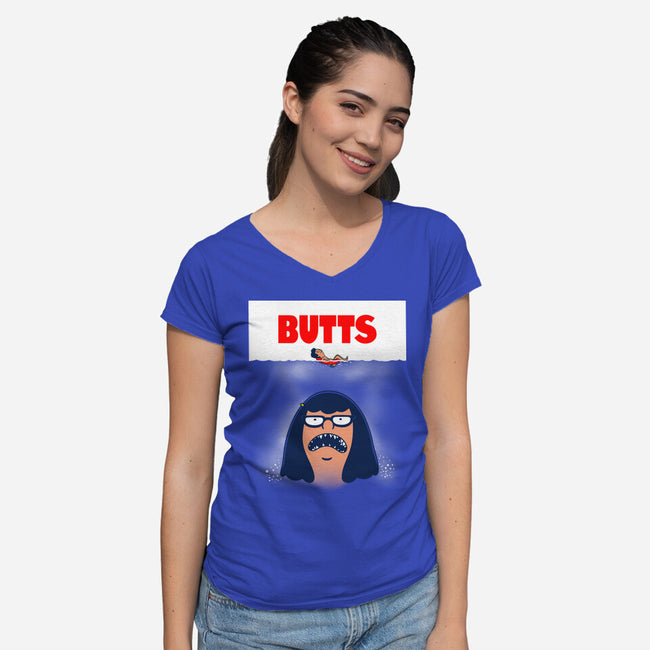 Butt Shark-Womens-V-Neck-Tee-Boggs Nicolas