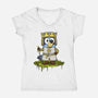 Bluey And The Holy Grail-Womens-V-Neck-Tee-JamesQJO