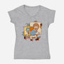 Happy Triple Portrait-Womens-V-Neck-Tee-vp021