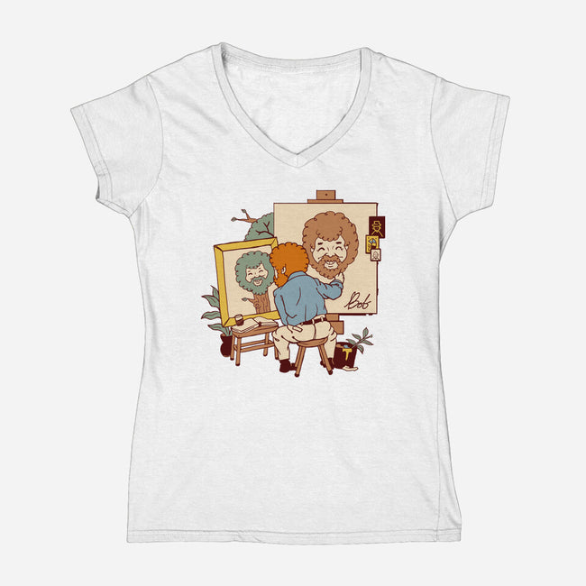 Happy Triple Portrait-Womens-V-Neck-Tee-vp021