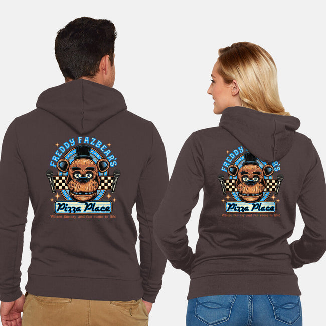 Freddy’s Pizza Place-Unisex-Zip-Up-Sweatshirt-momma_gorilla