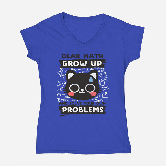 Math Confused Cat-Womens-V-Neck-Tee-NemiMakeit