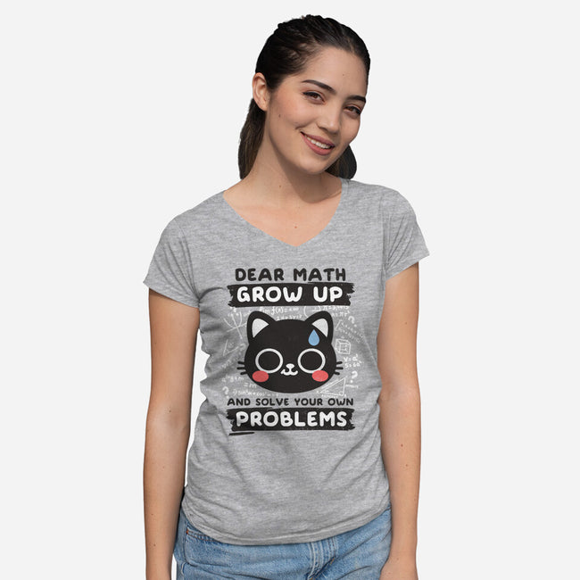 Math Confused Cat-Womens-V-Neck-Tee-NemiMakeit