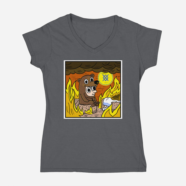 The Bear Is Fine-Womens-V-Neck-Tee-MarianoSan