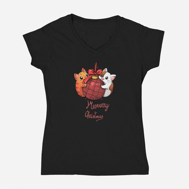 Meowrry Meowrry Christmas-Womens-V-Neck-Tee-Vallina84