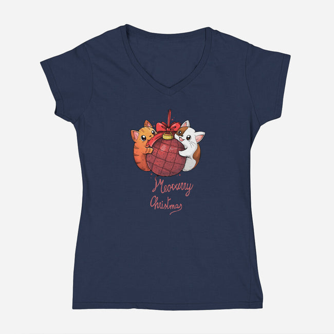 Meowrry Meowrry Christmas-Womens-V-Neck-Tee-Vallina84