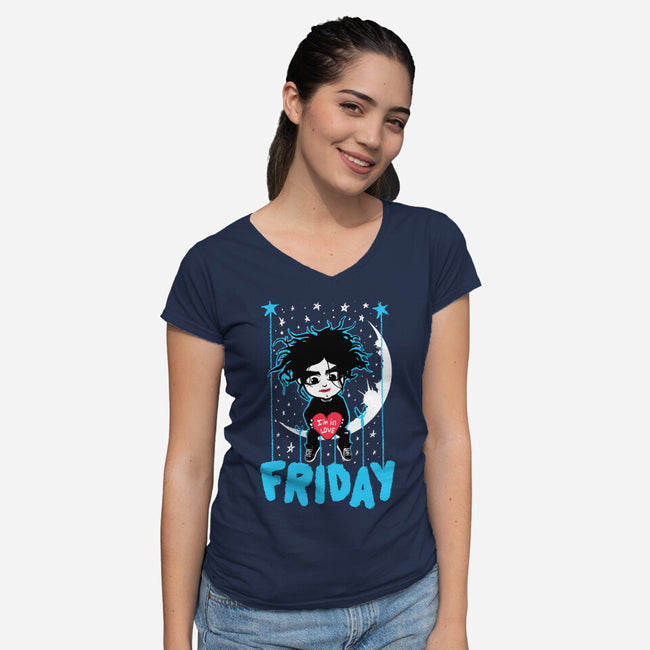 Friday I'm In Love-Womens-V-Neck-Tee-Tronyx79