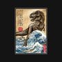 T-Rex In Japan Woodblock-None-Removable Cover-Throw Pillow-DrMonekers